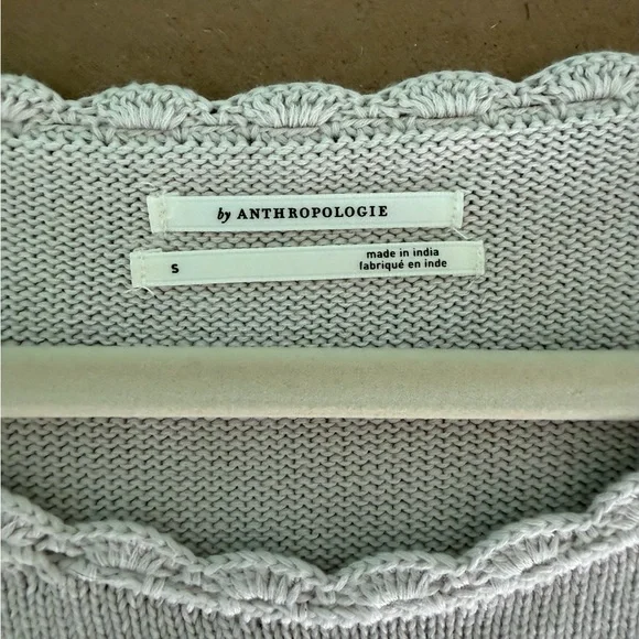 NWoT By Anthropologie Cutwork Puff-Sleeve Sweater women color pearl size Small - Picture 10 of 16